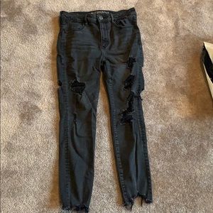 american eagle black high rise super stretch jeans